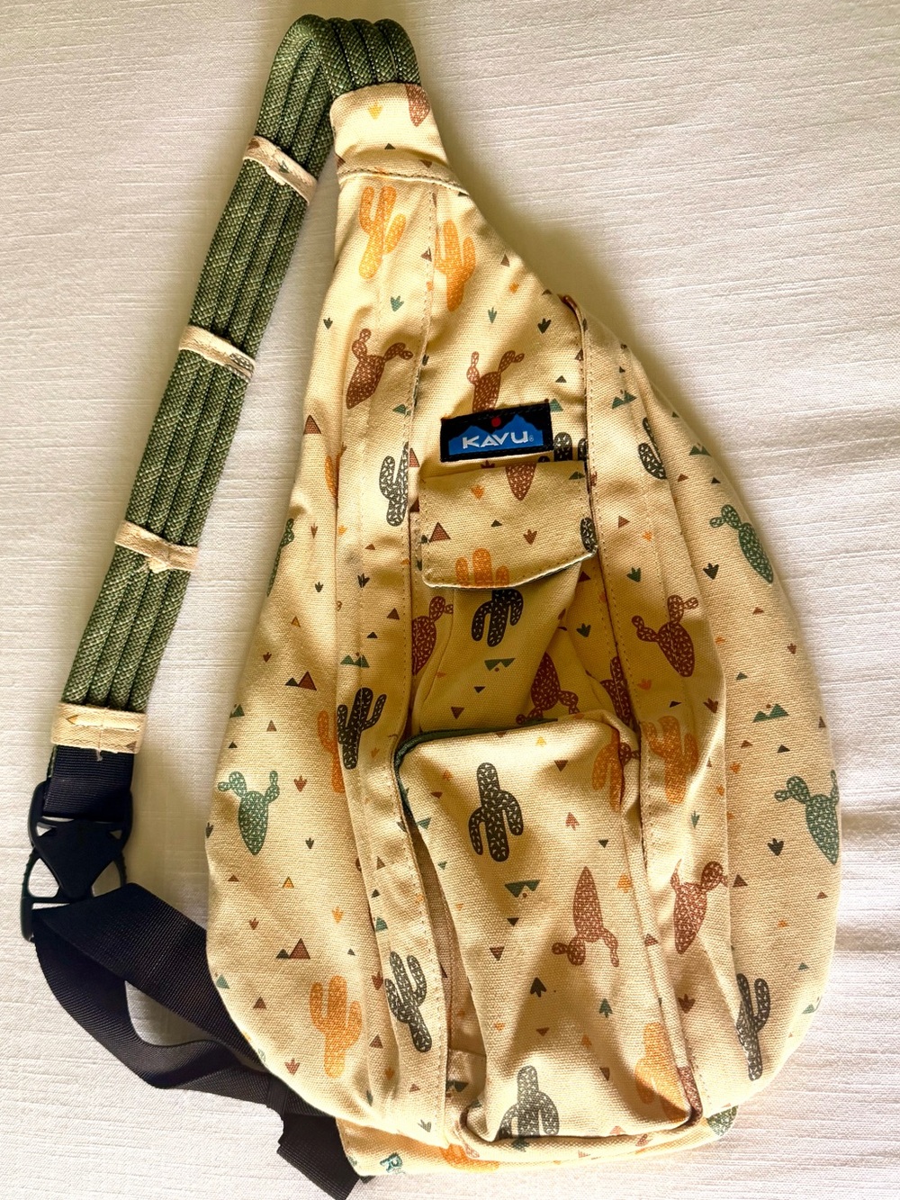 Kavu Cactus Pattern Sling Bag, Perfect for Fall Season - Yellow, Green & Brown